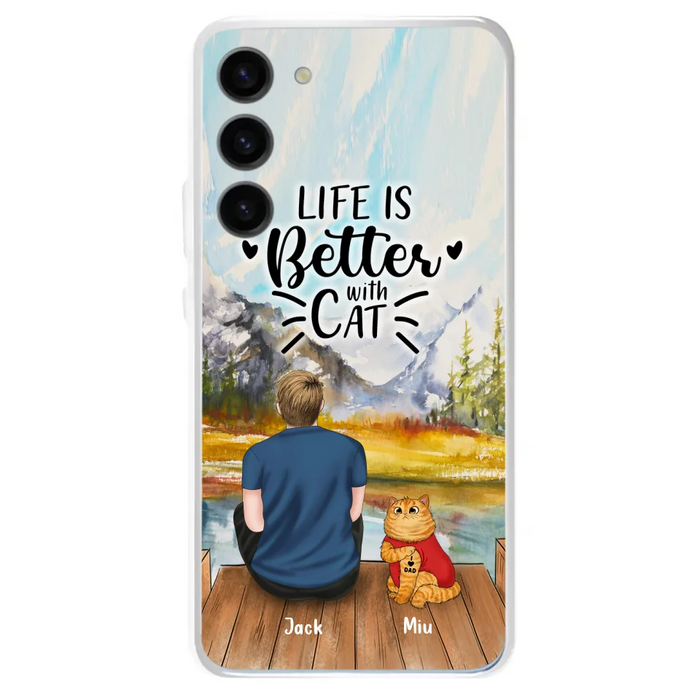 Custom Personalized Cat Dad Phone Case - Gifts For Cat Lovers With Upto 3 Cats - Best Cat Dad Ever - I Love Dad - Case For iPhone, Samsung And Xiaomi