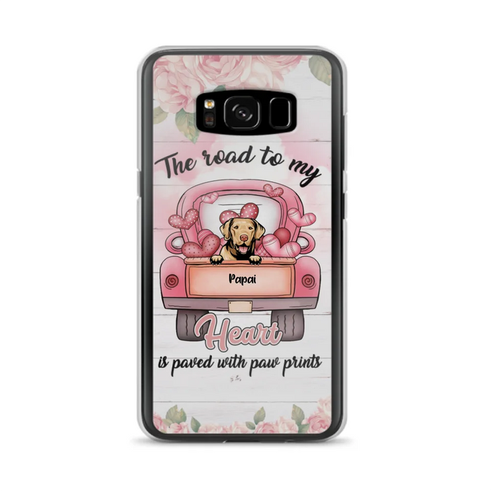 Custom Personalized Dog Phone Case - Best Gifts For Dog Lovers With Upto 5 Dogs - The Road To My Heart Is Paved With Paw Prints