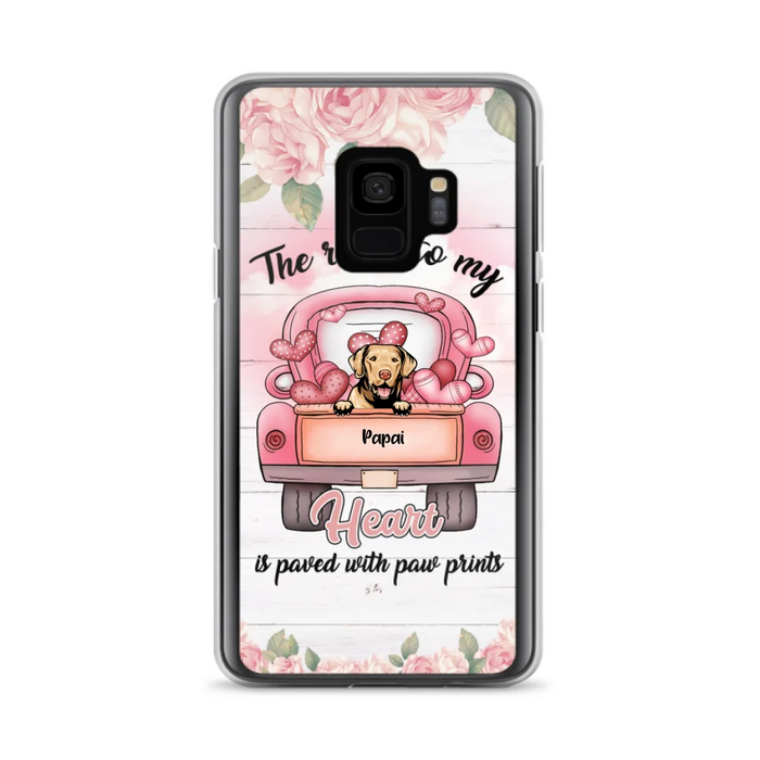 Custom Personalized Dog Phone Case - Best Gifts For Dog Lovers With Upto 5 Dogs - The Road To My Heart Is Paved With Paw Prints