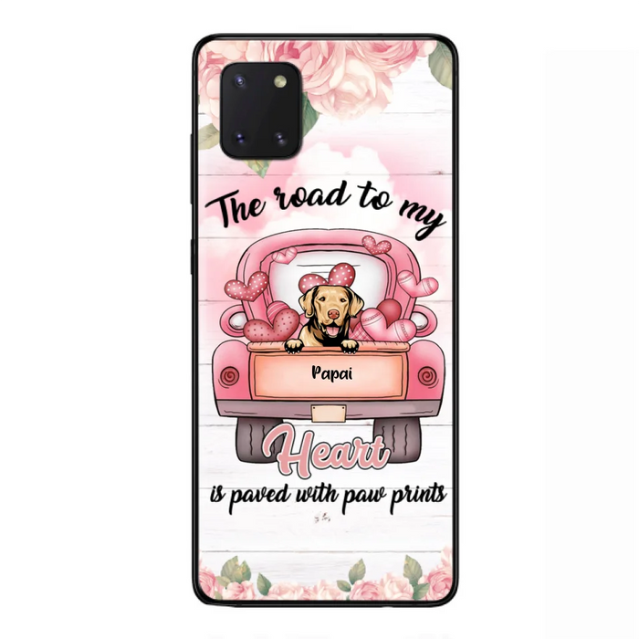 Custom Personalized Dog Phone Case - Best Gifts For Dog Lovers With Upto 5 Dogs - The Road To My Heart Is Paved With Paw Prints