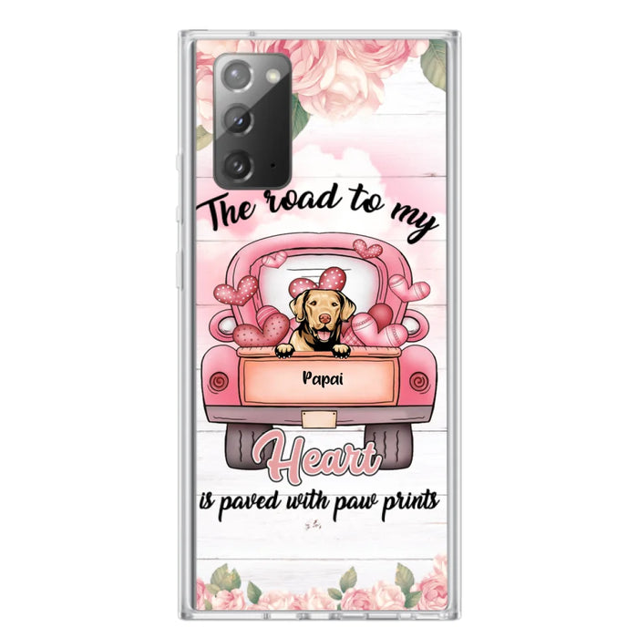 Custom Personalized Dog Phone Case - Best Gifts For Dog Lovers With Upto 5 Dogs - The Road To My Heart Is Paved With Paw Prints