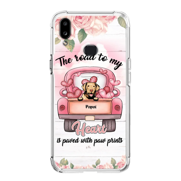 Custom Personalized Dog Phone Case - Best Gifts For Dog Lovers With Upto 5 Dogs - The Road To My Heart Is Paved With Paw Prints