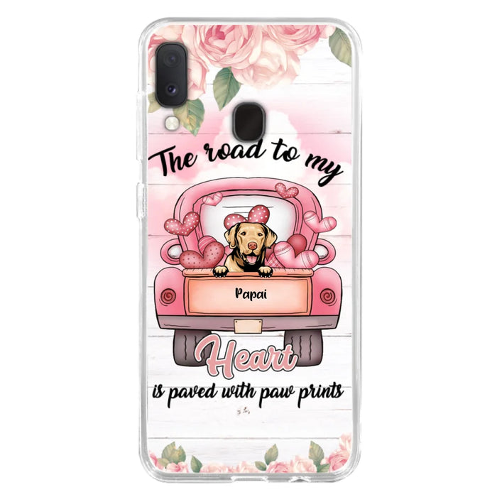 Custom Personalized Dog Phone Case - Best Gifts For Dog Lovers With Upto 5 Dogs - The Road To My Heart Is Paved With Paw Prints