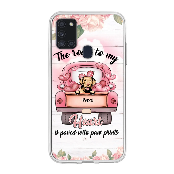 Custom Personalized Dog Phone Case - Best Gifts For Dog Lovers With Upto 5 Dogs - The Road To My Heart Is Paved With Paw Prints