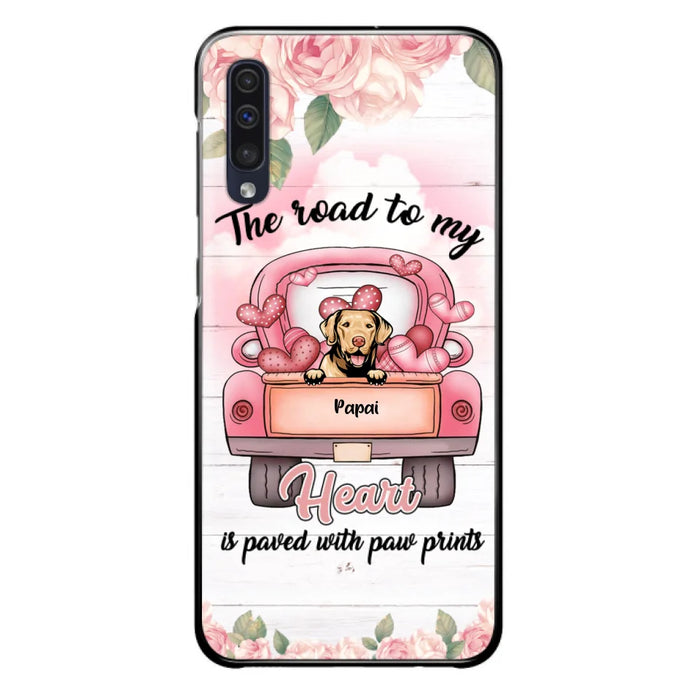 Custom Personalized Dog Phone Case - Best Gifts For Dog Lovers With Upto 5 Dogs - The Road To My Heart Is Paved With Paw Prints