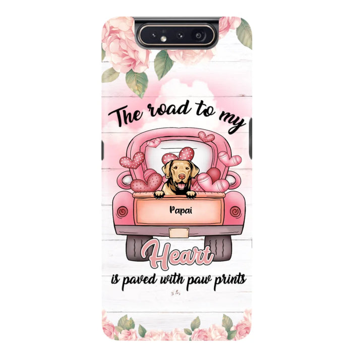 Custom Personalized Dog Phone Case - Best Gifts For Dog Lovers With Upto 5 Dogs - The Road To My Heart Is Paved With Paw Prints