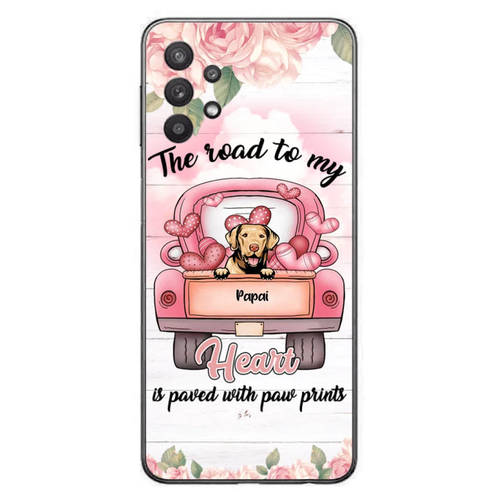 Custom Personalized Dog Phone Case - Best Gifts For Dog Lovers With Upto 5 Dogs - The Road To My Heart Is Paved With Paw Prints