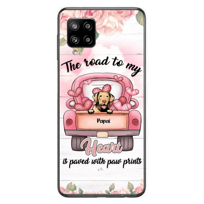 Custom Personalized Dog Phone Case - Best Gifts For Dog Lovers With Upto 5 Dogs - The Road To My Heart Is Paved With Paw Prints