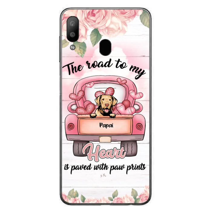 Custom Personalized Dog Phone Case - Best Gifts For Dog Lovers With Upto 5 Dogs - The Road To My Heart Is Paved With Paw Prints