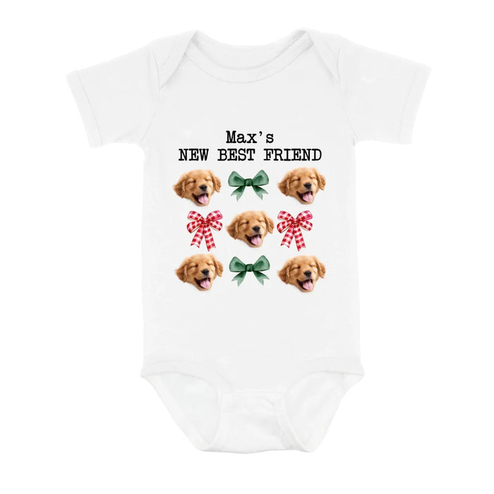 Custom Personalized Coquettee Baby Onesie - Gift Idea For Christmas/ Dog Lover - Upload Dog's Face - New Best Friend