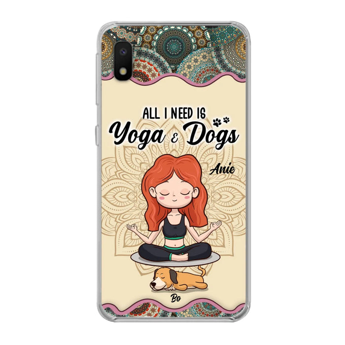 Custom Personalized Yoga Woman & Dog Phone Case - Upto 3 Dogs - Gifts For Yoga/ Dog Lovers - All I Need Is Yoga And Dogs - Case For iPhone, Samsung And Xiaomi- 606HWH