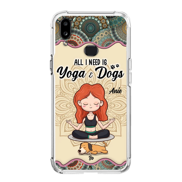 Custom Personalized Yoga Woman & Dog Phone Case - Upto 3 Dogs - Gifts For Yoga/ Dog Lovers - All I Need Is Yoga And Dogs - Case For iPhone, Samsung And Xiaomi- 606HWH