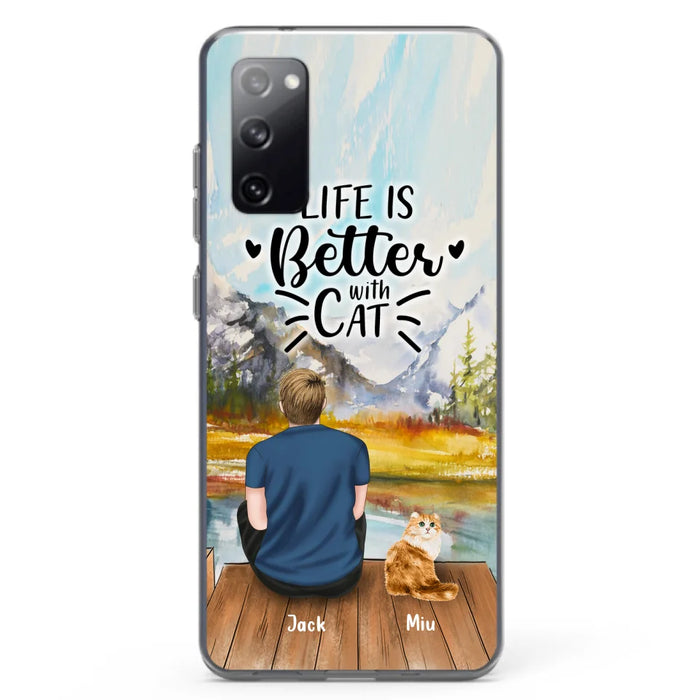 Custom Personalized Cat Dad Phone Case - Gifts For Cat Lovers With Upto 4 Cats - Best Cat Dad Ever - Case For iPhone, Samsung And Xiaomi