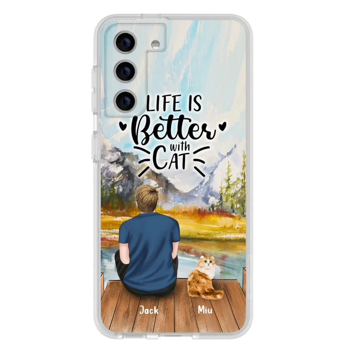 Custom Personalized Cat Dad Phone Case - Gifts For Cat Lovers With Upto 4 Cats - Best Cat Dad Ever - Case For iPhone, Samsung And Xiaomi