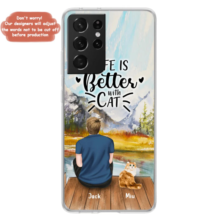 Custom Personalized Cat Dad Phone Case - Gifts For Cat Lovers With Upto 4 Cats - Best Cat Dad Ever - Case For iPhone, Samsung And Xiaomi