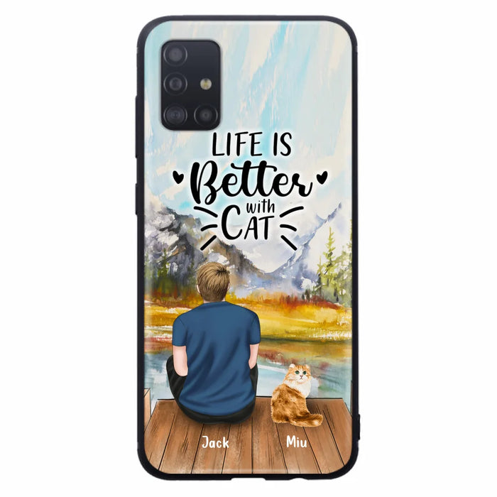 Custom Personalized Cat Dad Phone Case - Gifts For Cat Lovers With Upto 4 Cats - Best Cat Dad Ever - Case For iPhone, Samsung And Xiaomi