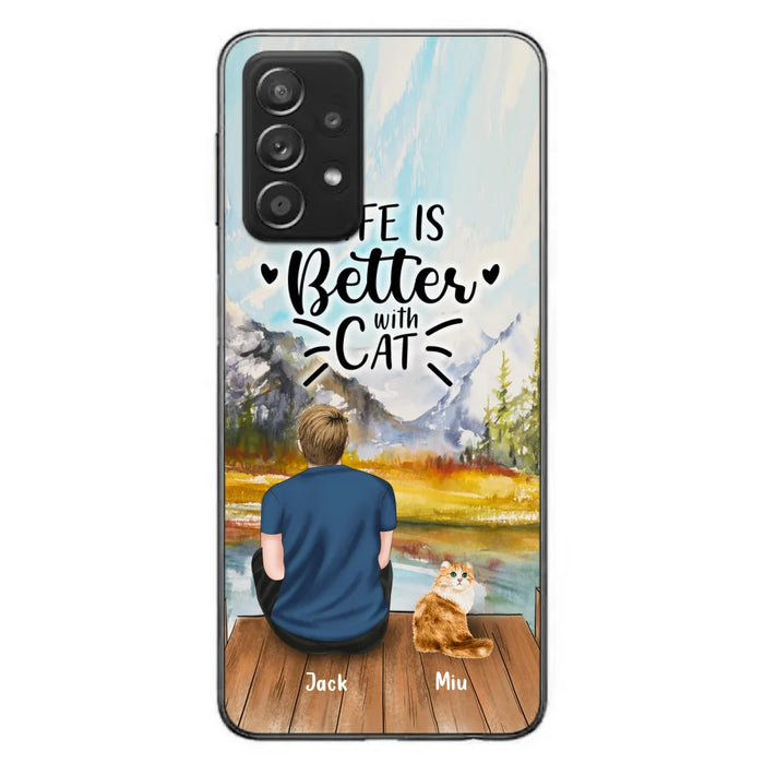 Custom Personalized Cat Dad Phone Case - Gifts For Cat Lovers With Upto 4 Cats - Best Cat Dad Ever - Case For iPhone, Samsung And Xiaomi