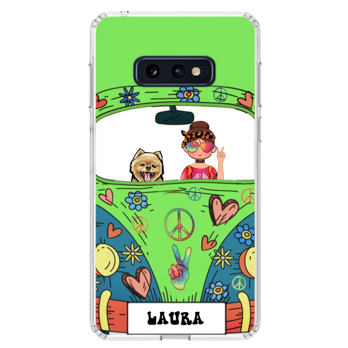 Custom Personalized Hippie Girl Phone Case - Girl with up to 3 Pets - Case for iPhone, Samsung and Xiaomi