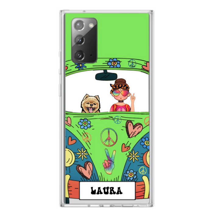 Custom Personalized Hippie Girl Phone Case - Girl with up to 3 Pets - Case for iPhone, Samsung and Xiaomi