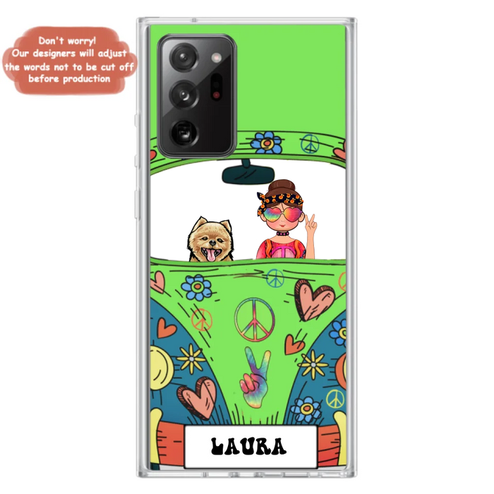 Custom Personalized Hippie Girl Phone Case - Girl with up to 3 Pets - Case for iPhone, Samsung and Xiaomi