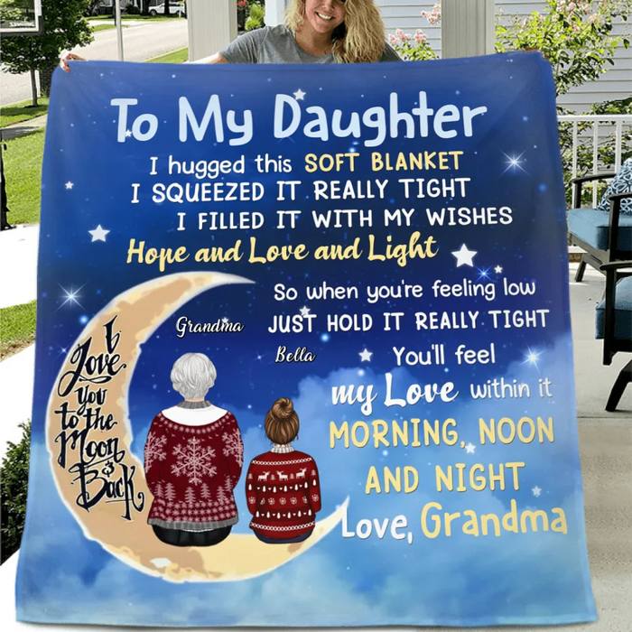 Custom Personalized To My Daughter Quilt/Single Layer Fleece Blanket - Gift Idea For Daughter/Son/Granddaughter/Grandson/Nephew/Niece - I Hugged This Soft Blanket