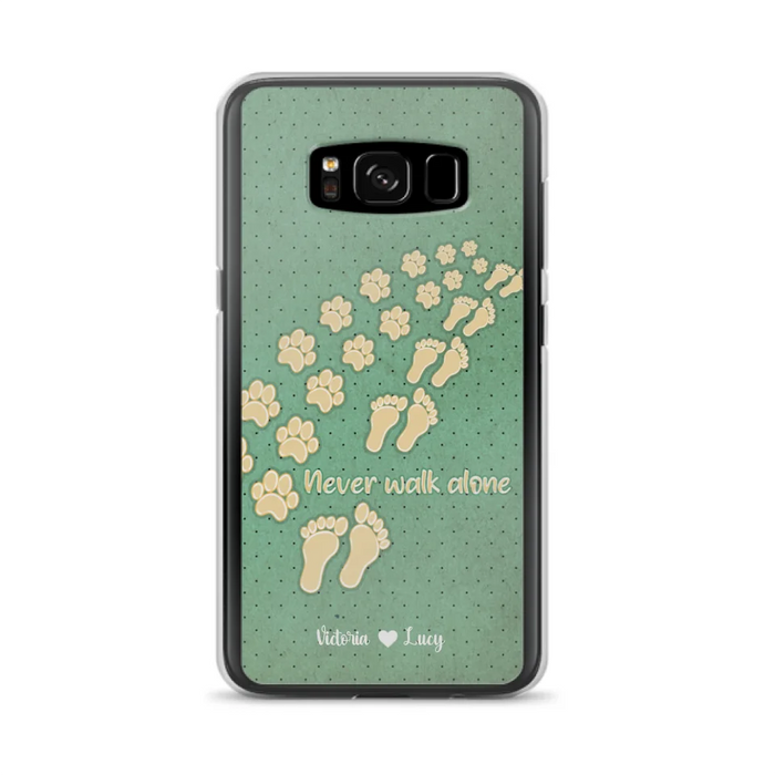 Custom Personalized Dogs's Paws Phone Case - Best Gift Idea For Dog Lovers With Upto 3 Dogs's Paws - Never Walk ALone - Case For iPhone, Samsung And Xiaomi