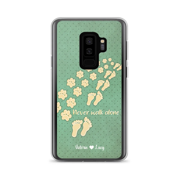 Custom Personalized Dogs's Paws Phone Case - Best Gift Idea For Dog Lovers With Upto 3 Dogs's Paws - Never Walk ALone - Case For iPhone, Samsung And Xiaomi