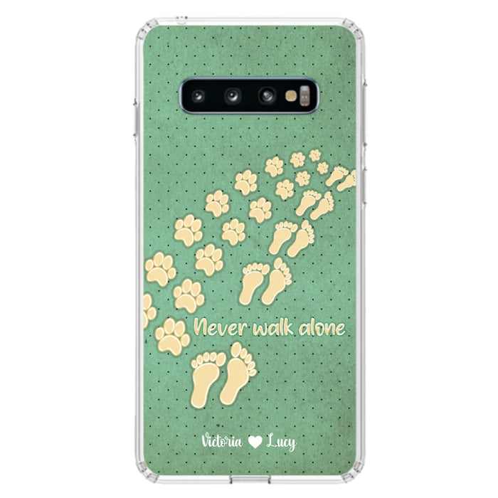 Custom Personalized Dogs's Paws Phone Case - Best Gift Idea For Dog Lovers With Upto 3 Dogs's Paws - Never Walk ALone - Case For iPhone, Samsung And Xiaomi