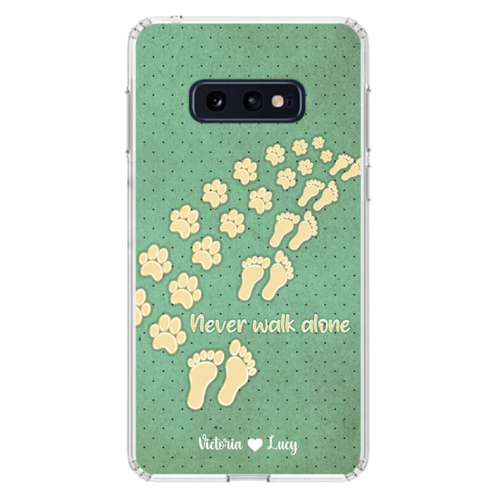 Custom Personalized Dogs's Paws Phone Case - Best Gift Idea For Dog Lovers With Upto 3 Dogs's Paws - Never Walk ALone - Case For iPhone, Samsung And Xiaomi