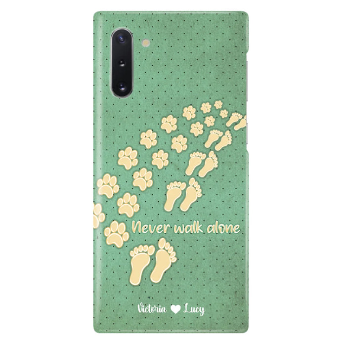 Custom Personalized Dogs's Paws Phone Case - Best Gift Idea For Dog Lovers With Upto 3 Dogs's Paws - Never Walk ALone - Case For iPhone, Samsung And Xiaomi