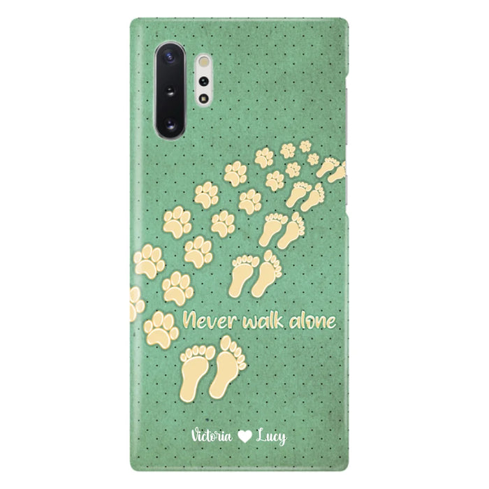 Custom Personalized Dogs's Paws Phone Case - Best Gift Idea For Dog Lovers With Upto 3 Dogs's Paws - Never Walk ALone - Case For iPhone, Samsung And Xiaomi