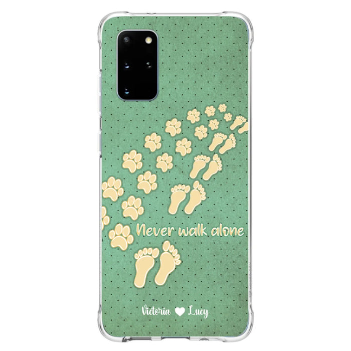 Custom Personalized Dogs's Paws Phone Case - Best Gift Idea For Dog Lovers With Upto 3 Dogs's Paws - Never Walk ALone - Case For iPhone, Samsung And Xiaomi