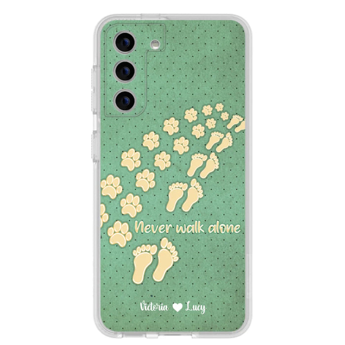 Custom Personalized Dogs's Paws Phone Case - Best Gift Idea For Dog Lovers With Upto 3 Dogs's Paws - Never Walk ALone - Case For iPhone, Samsung And Xiaomi