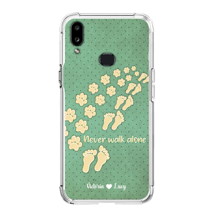 Custom Personalized Dogs's Paws Phone Case - Best Gift Idea For Dog Lovers With Upto 3 Dogs's Paws - Never Walk ALone - Case For iPhone, Samsung And Xiaomi