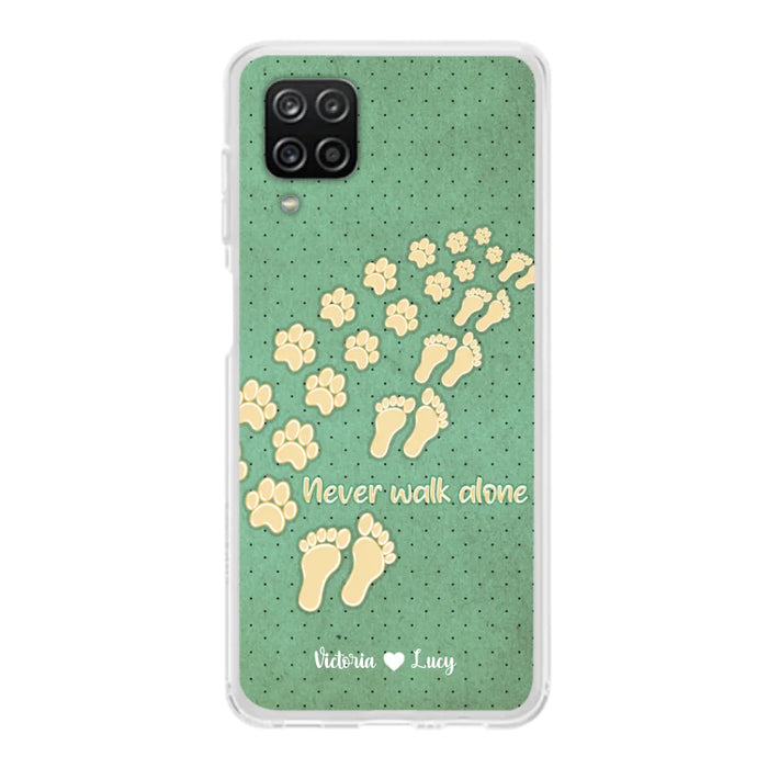 Custom Personalized Dogs's Paws Phone Case - Best Gift Idea For Dog Lovers With Upto 3 Dogs's Paws - Never Walk ALone - Case For iPhone, Samsung And Xiaomi