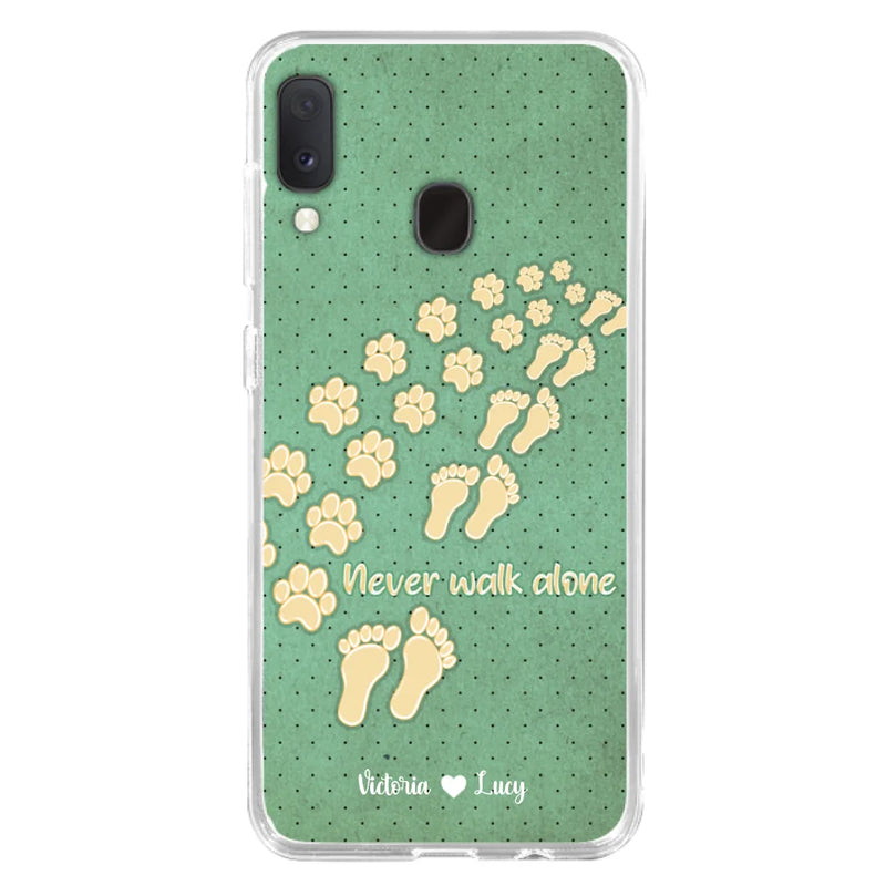 Personalized Dogs's Paws Phone Case - Best Gift Idea For Dog Lovers With Up to 3 Dogs's Paws - Never Walk ALone - Case For iPhone, Samsung And Xiaomi