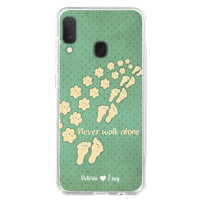 Custom Personalized Dogs's Paws Phone Case - Best Gift Idea For Dog Lovers With Upto 3 Dogs's Paws - Never Walk ALone - Case For iPhone, Samsung And Xiaomi