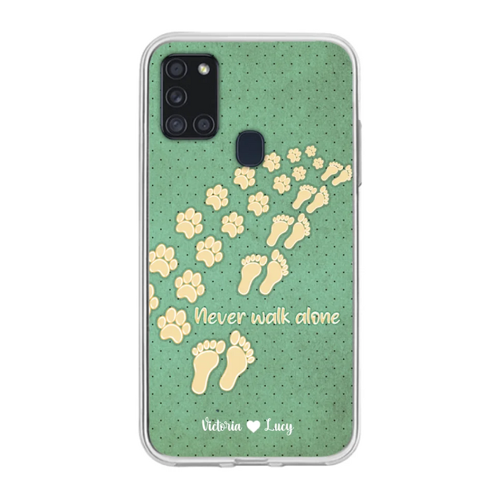 Custom Personalized Dogs's Paws Phone Case - Best Gift Idea For Dog Lovers With Upto 3 Dogs's Paws - Never Walk ALone - Case For iPhone, Samsung And Xiaomi