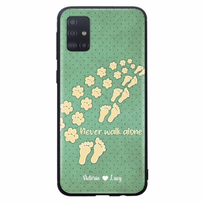 Custom Personalized Dogs's Paws Phone Case - Best Gift Idea For Dog Lovers With Upto 3 Dogs's Paws - Never Walk ALone - Case For iPhone, Samsung And Xiaomi