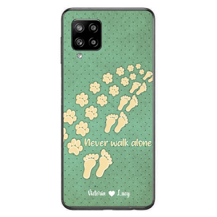 Custom Personalized Dogs's Paws Phone Case - Best Gift Idea For Dog Lovers With Upto 3 Dogs's Paws - Never Walk ALone - Case For iPhone, Samsung And Xiaomi