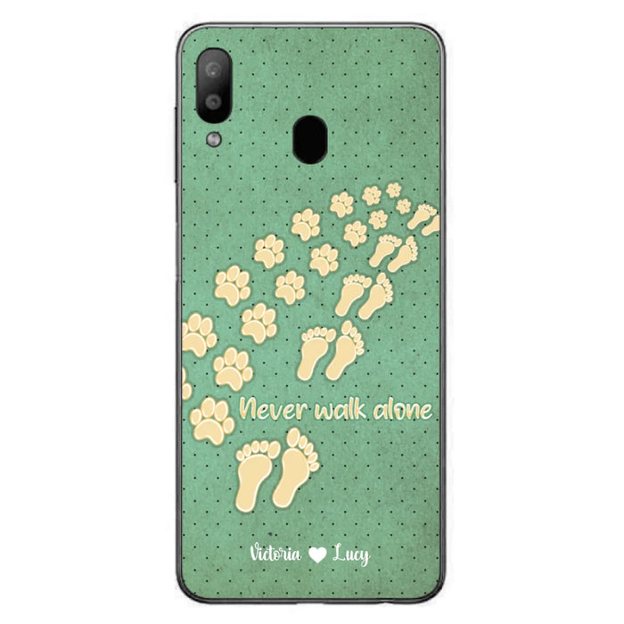 Custom Personalized Dogs's Paws Phone Case - Best Gift Idea For Dog Lovers With Upto 3 Dogs's Paws - Never Walk ALone - Case For iPhone, Samsung And Xiaomi