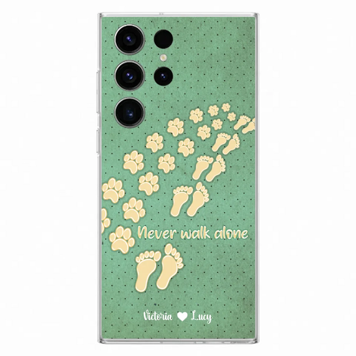 Custom Personalized Dogs's Paws Phone Case - Best Gift Idea For Dog Lovers With Upto 3 Dogs's Paws - Never Walk ALone - Case For iPhone, Samsung And Xiaomi