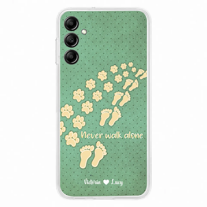 Custom Personalized Dogs's Paws Phone Case - Best Gift Idea For Dog Lovers With Upto 3 Dogs's Paws - Never Walk ALone - Case For iPhone, Samsung And Xiaomi