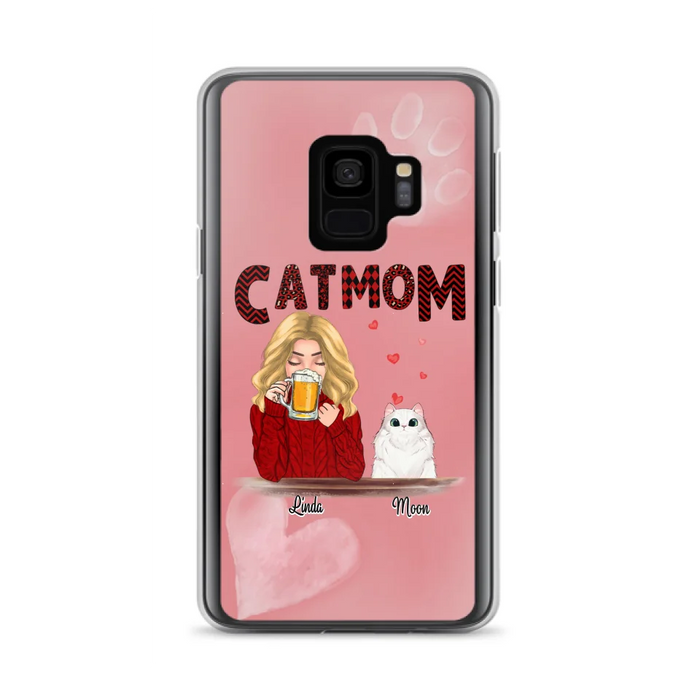 Custom Personalized Pet Mom Phone Case - Pet Mom With Beer And Upto 4 Pets - Case For iPhone, Samsung and Xiaomi