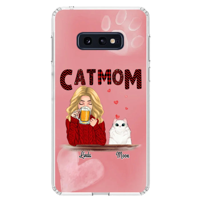 Custom Personalized Pet Mom Phone Case - Pet Mom With Beer And Upto 4 Pets - Case For iPhone, Samsung and Xiaomi