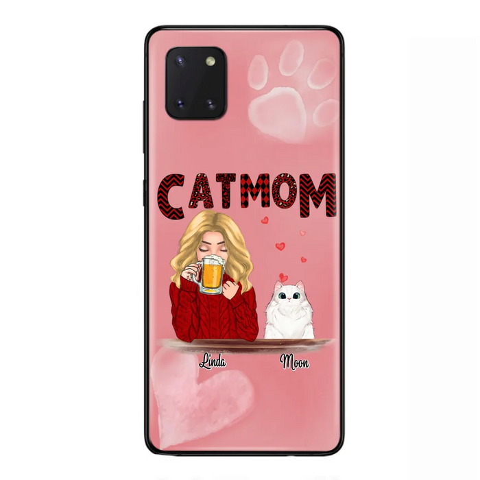 Custom Personalized Pet Mom Phone Case - Pet Mom With Beer And Upto 4 Pets - Case For iPhone, Samsung and Xiaomi