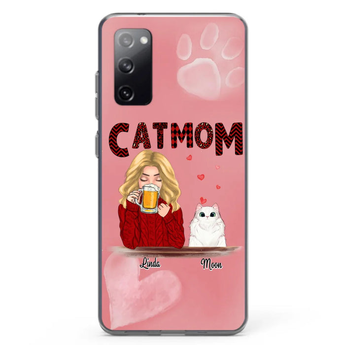 Custom Personalized Pet Mom Phone Case - Pet Mom With Beer And Upto 4 Pets - Case For iPhone, Samsung and Xiaomi