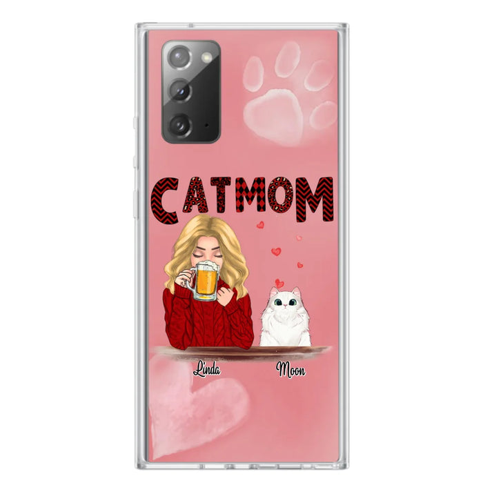 Custom Personalized Pet Mom Phone Case - Pet Mom With Beer And Upto 4 Pets - Case For iPhone, Samsung and Xiaomi