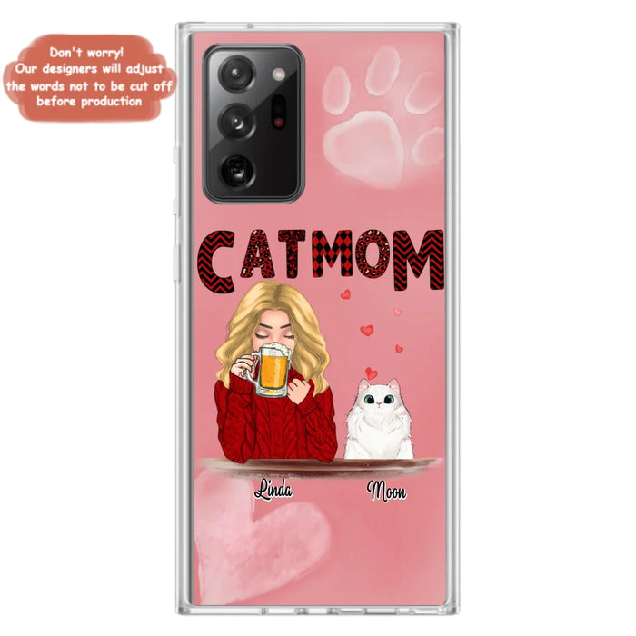 Custom Personalized Pet Mom Phone Case - Pet Mom With Beer And Upto 4 Pets - Case For iPhone, Samsung and Xiaomi