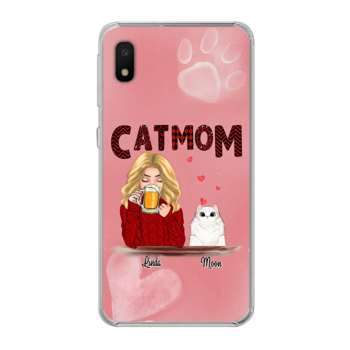 Custom Personalized Pet Mom Phone Case - Pet Mom With Beer And Upto 4 Pets - Case For iPhone, Samsung and Xiaomi